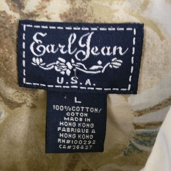 Earl Jean NWT Vintage Designer Sustainable Cotton Cream Floral Shirt Size L - Picture 6 of 6